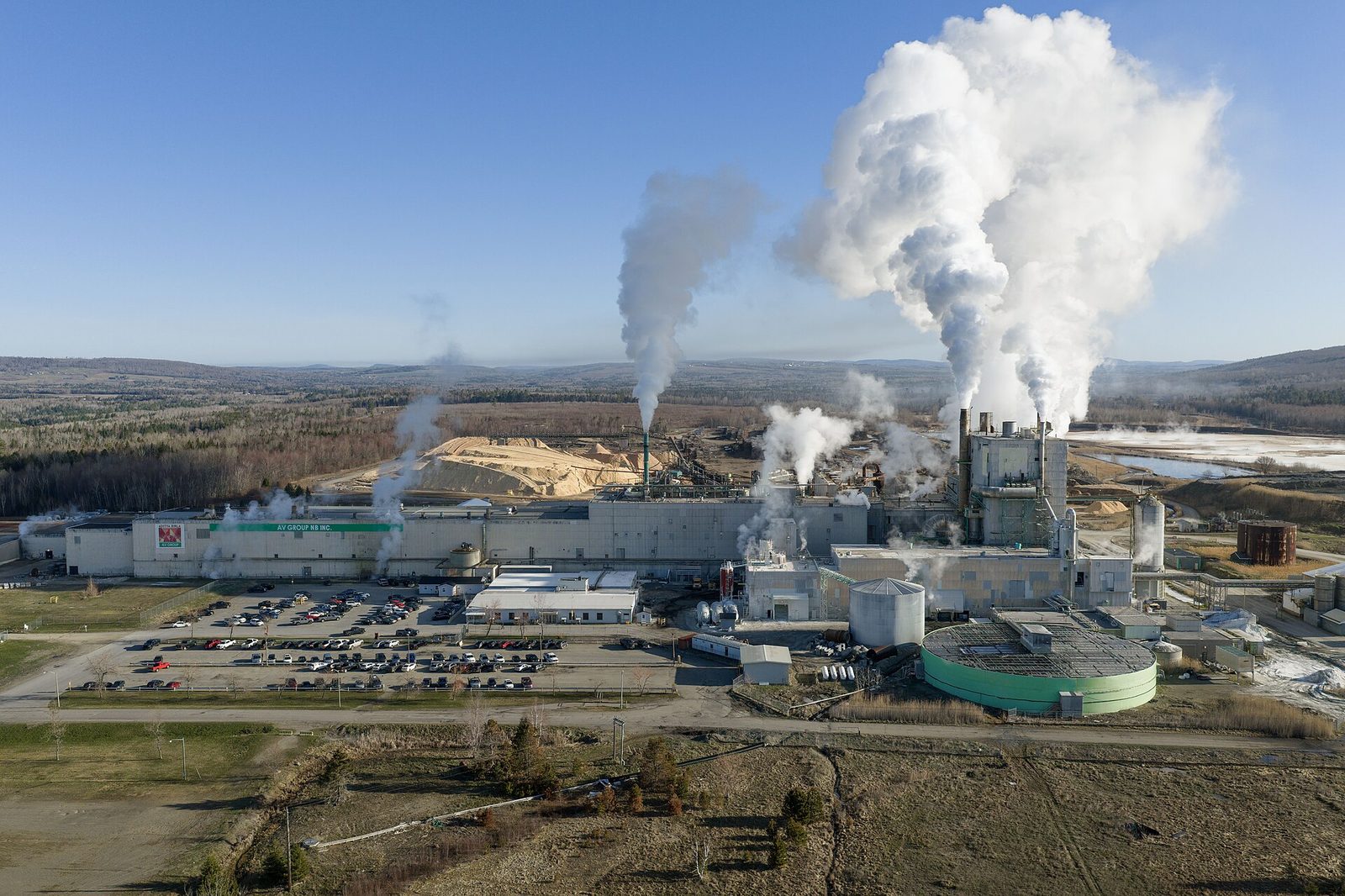 A pulp and paper mill on a river in New Brunswick.